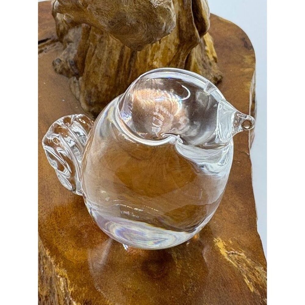 Vintage Hadeland Norway Crystal Glass Bird Paperweight Signed